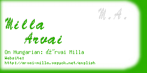 milla arvai business card